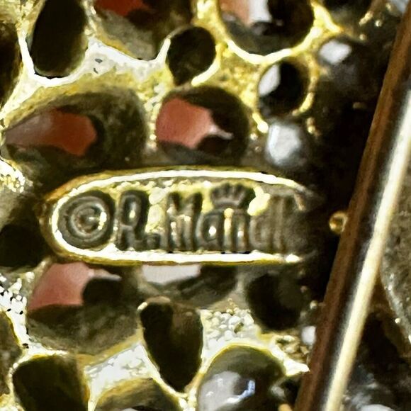 Vintage Signed R. Mandle 3 Flowers Rhinestones Brooch/Pin  Vintage R. Mandle Rhinestone Brooch